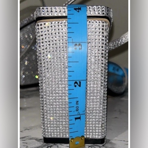 Zara Women’s Silver Sparkle Rhinestone Block Heeled Sandals Sz 9 NWT - Picture 12 of 13